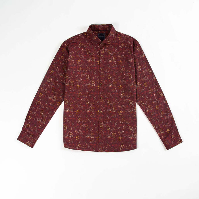 Printed Long Sleeve - Blurred Texture with Leaves and Stems
