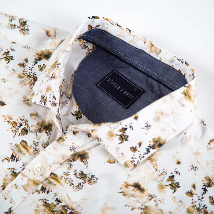 Printed Long Sleeve - Floral Print with Faded Abstract Texture
