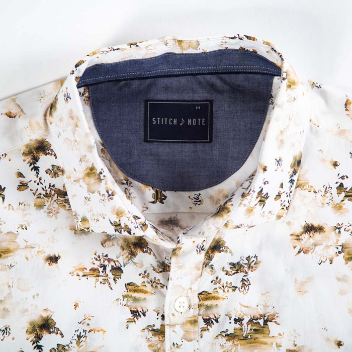 Printed Long Sleeve - Floral Print with Faded Abstract Texture