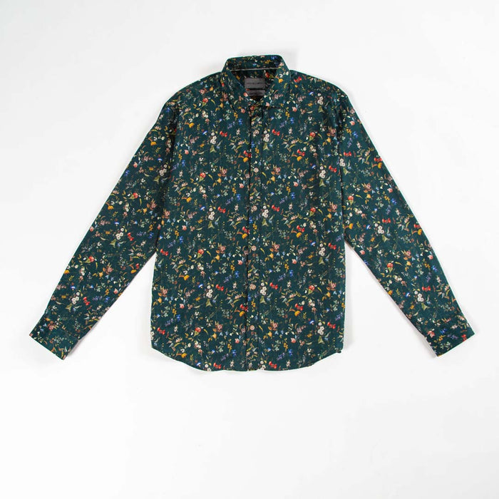 Printed Long Sleeve - Multi Color Flower, Leaves, Stems Allover