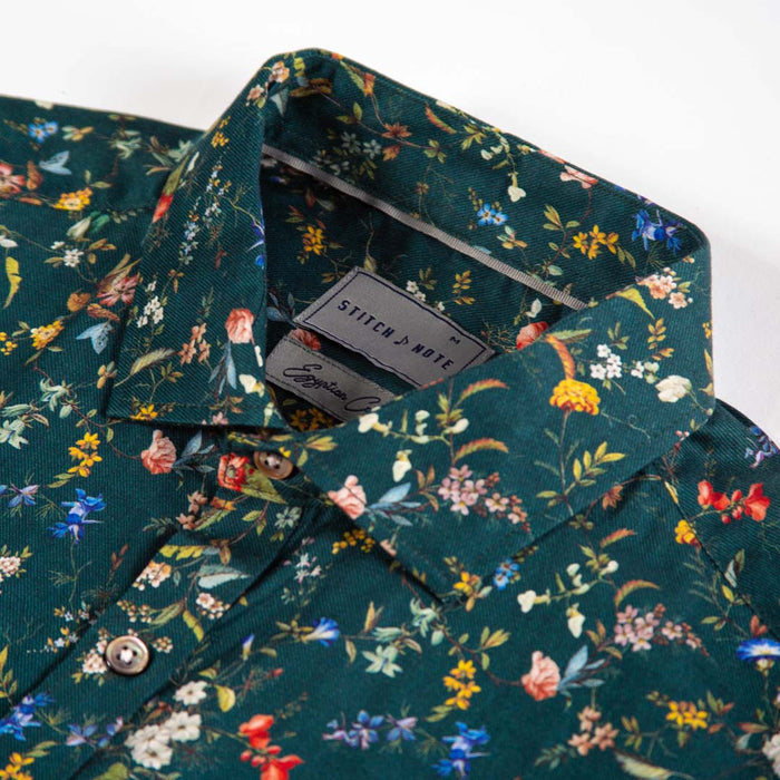 Printed Long Sleeve - Multi Color Flower, Leaves, Stems Allover