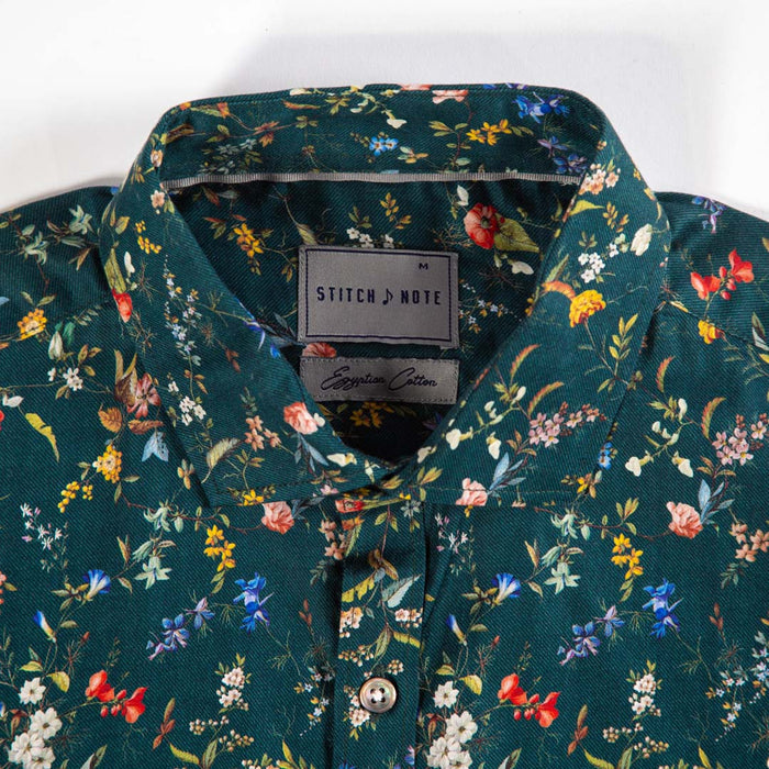 Printed Long Sleeve - Multi Color Flower, Leaves, Stems Allover