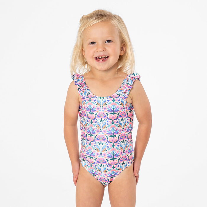 Puffy Sleeve One Piece Swimsuit (Girls) One Piece Swimsuit Janela Bay- Tilden Co.