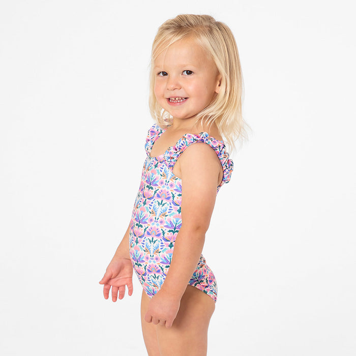 Puffy Sleeve One Piece Swimsuit (Girls) One Piece Swimsuit Janela Bay- Tilden Co.