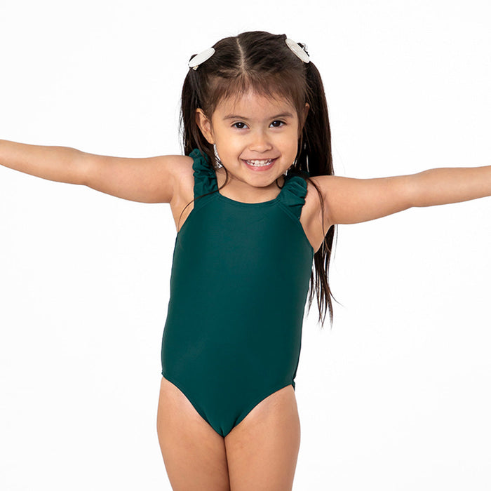 Puffy Sleeve One Piece Swimsuit (Girls) One Piece Swimsuit Janela Bay- Tilden Co.
