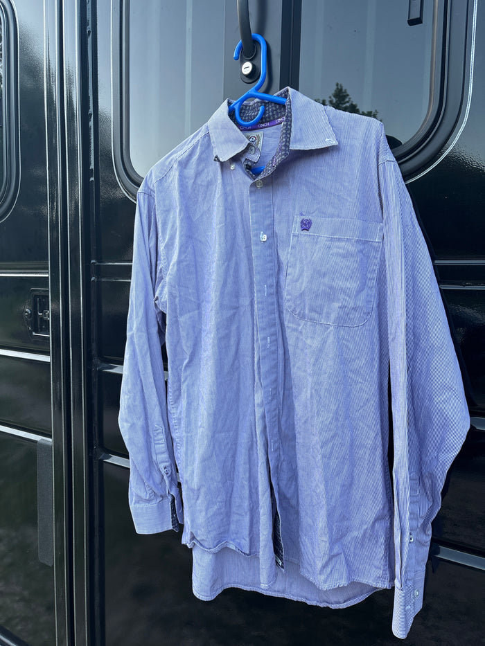 Purple Pin Stripe Cinch Button up - Small