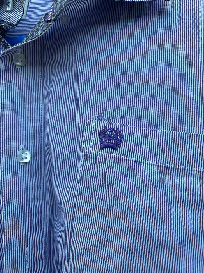 Purple Pin Stripe Cinch Button up - Small