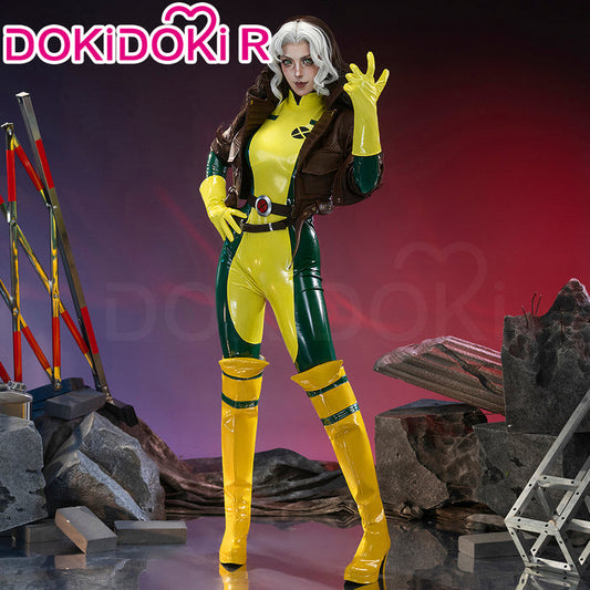 【Ready For Ship】【Size XS-3XL】DokiDoki-R Game Cosplay Costume Yellow Green Bodysuit With Coat Halloween