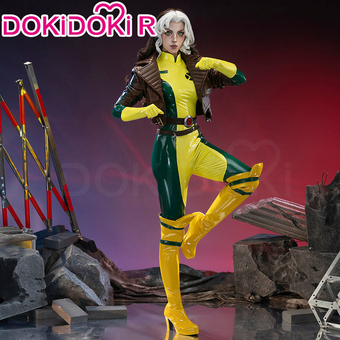 【Ready For Ship】【Size XS-3XL】DokiDoki-R Game Cosplay Costume Yellow Green Bodysuit With Coat Halloween