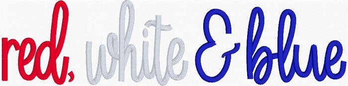 Red, White & Blue Satin Stitch Embroidery Design w/10 ss Rhinestone Template