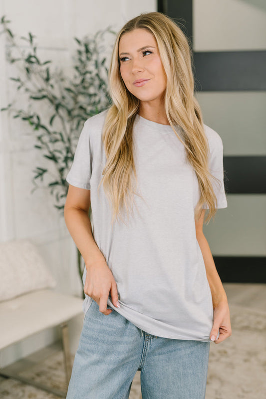 Rest Assured Basic Relaxed Tee in Heather Grey Womens Ave Shops- Tilden Co.