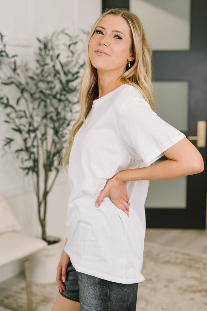 Rest Assured Basic Relaxed Tee in White Womens Ave Shops- Tilden Co.
