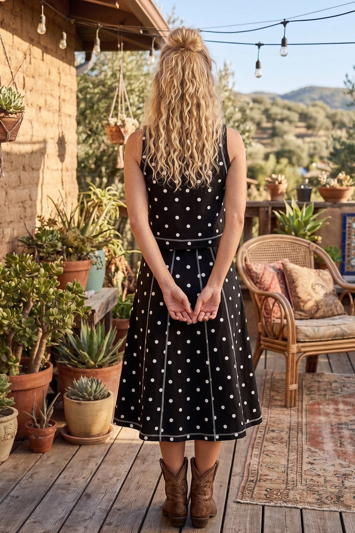 Retro Dot Midi Skirt Midi Skirt Sewn and Seen- Tilden Co.