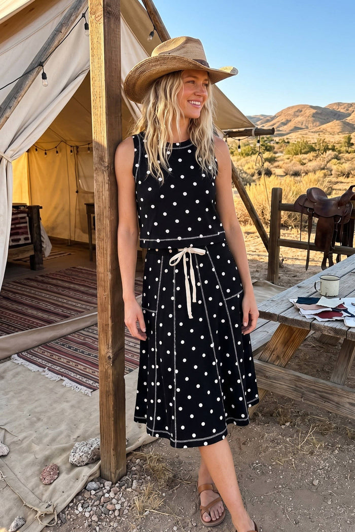 Retro Dot Midi Skirt Midi Skirt Sewn and Seen- Tilden Co.