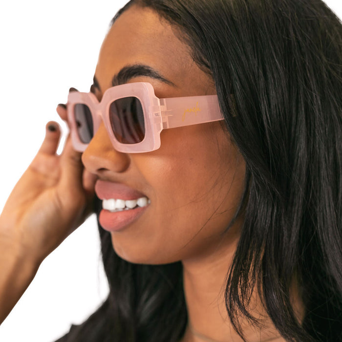 Retro Rectangle Sunglasses Peony Pink Peony Pink Sunglasses Janela Bay- Tilden Co.