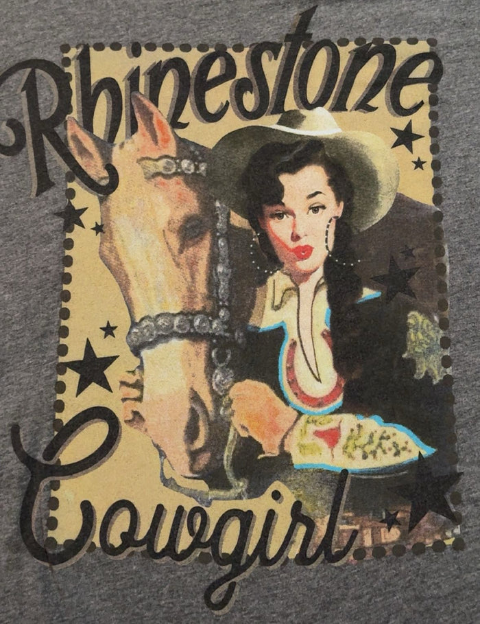 Rhinestone Cowgirl Grey Rodeo Quincy X-Large T-Shirt