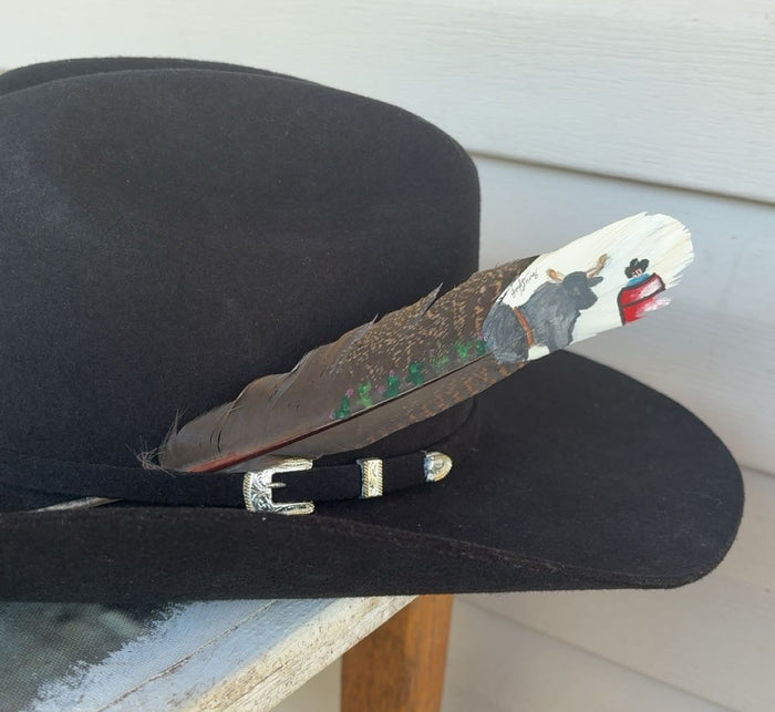 Rodeo Clown Painted Turkey Feather