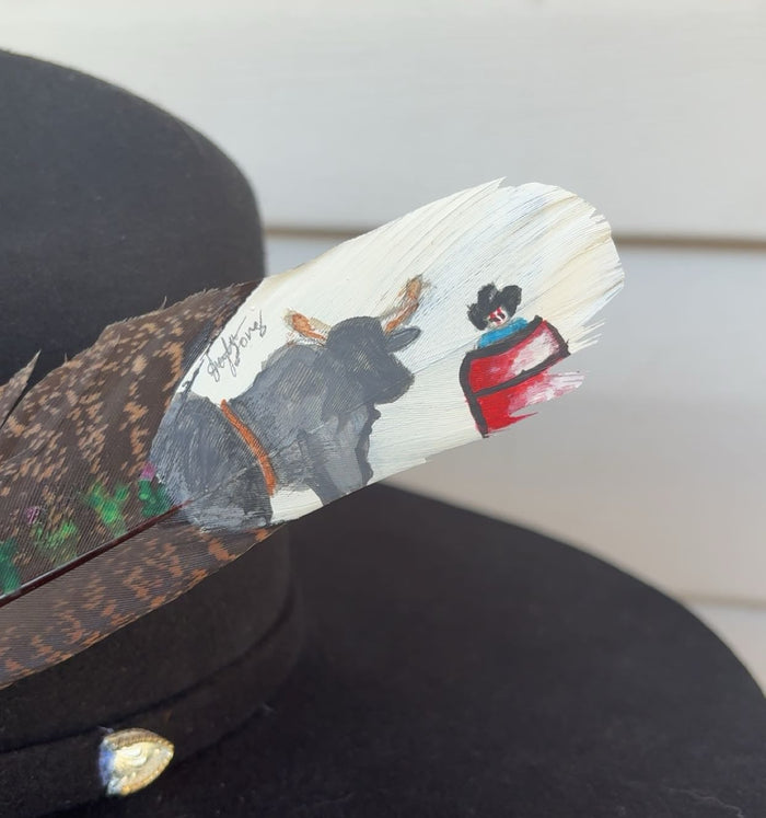 Rodeo Clown Painted Turkey Feather
