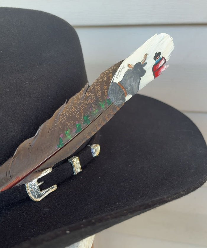 Rodeo Clown Painted Turkey Feather