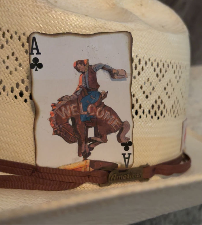 Rodeo Cowboy Bar Sign Burnt Single Hat Card