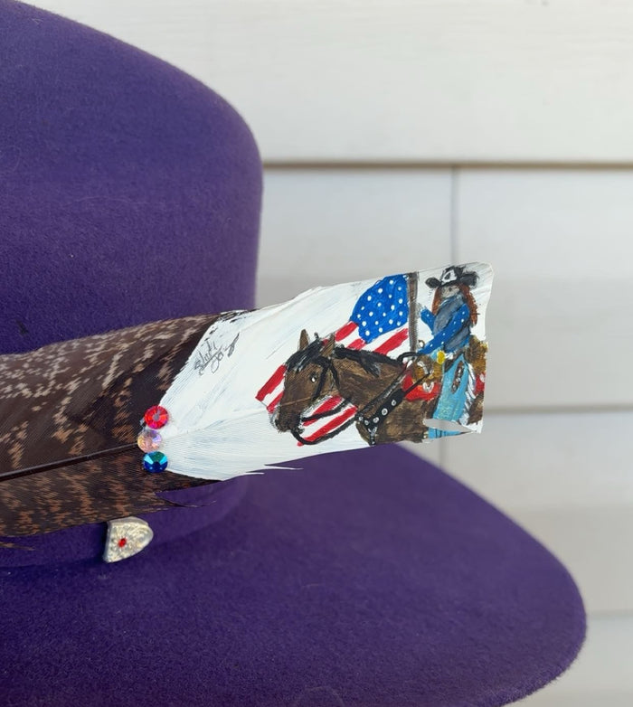 Rodeo Queen - American Flag- Painted Turkey Feather