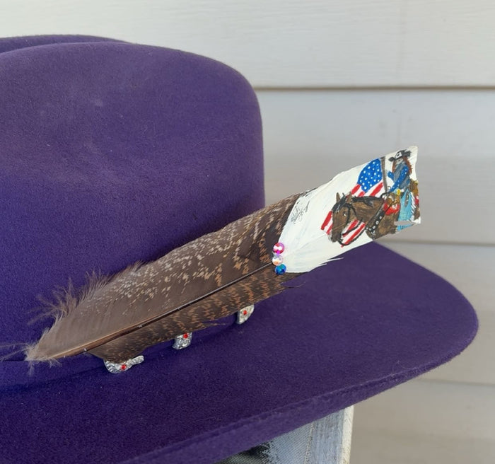 Rodeo Queen - American Flag- Painted Turkey Feather
