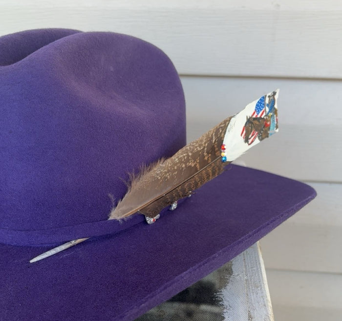 Rodeo Queen - American Flag- Painted Turkey Feather