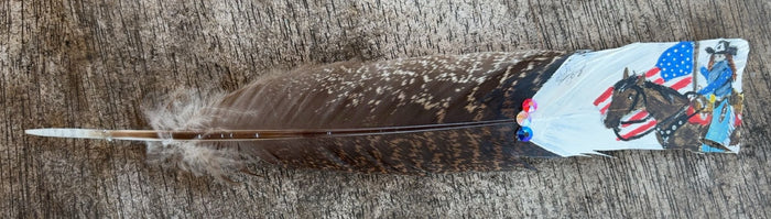 Rodeo Queen - American Flag- Painted Turkey Feather