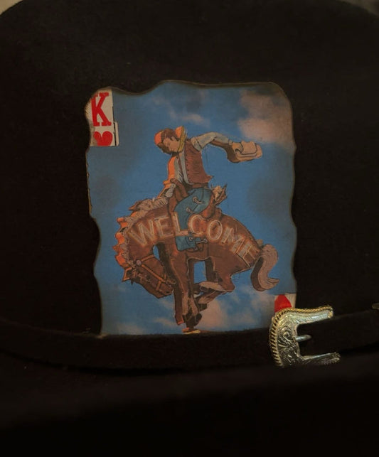 Rodeo Welcome Bar Sign Burnt Single Hat Card