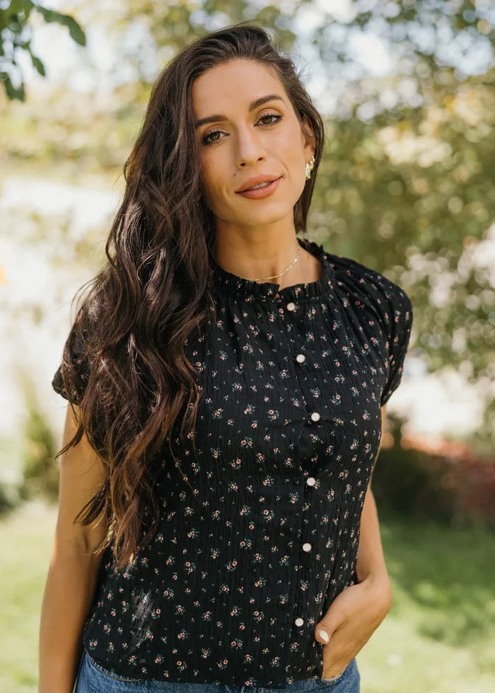 Romantic Ruffle Blouse in Blackberry Petal Blouse Mikarose- Tilden Co.