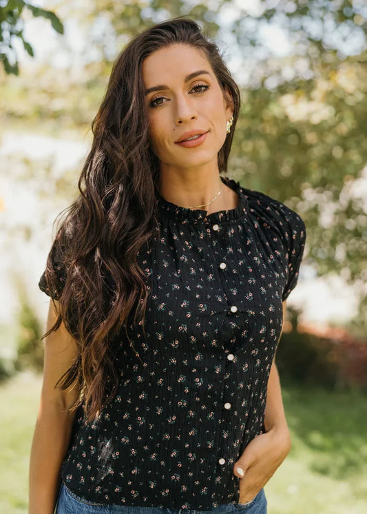 Romantic Ruffle Blouse in Blackberry Petal Blouse Mikarose- Tilden Co.