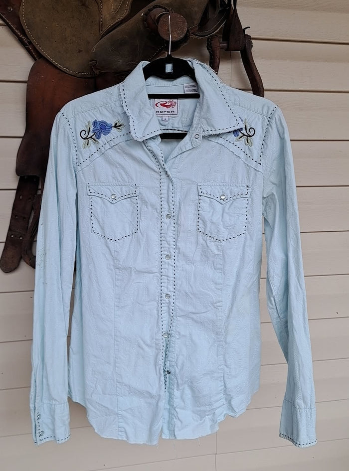 Roper Vintage Women's Stitched Baby Blue Floral