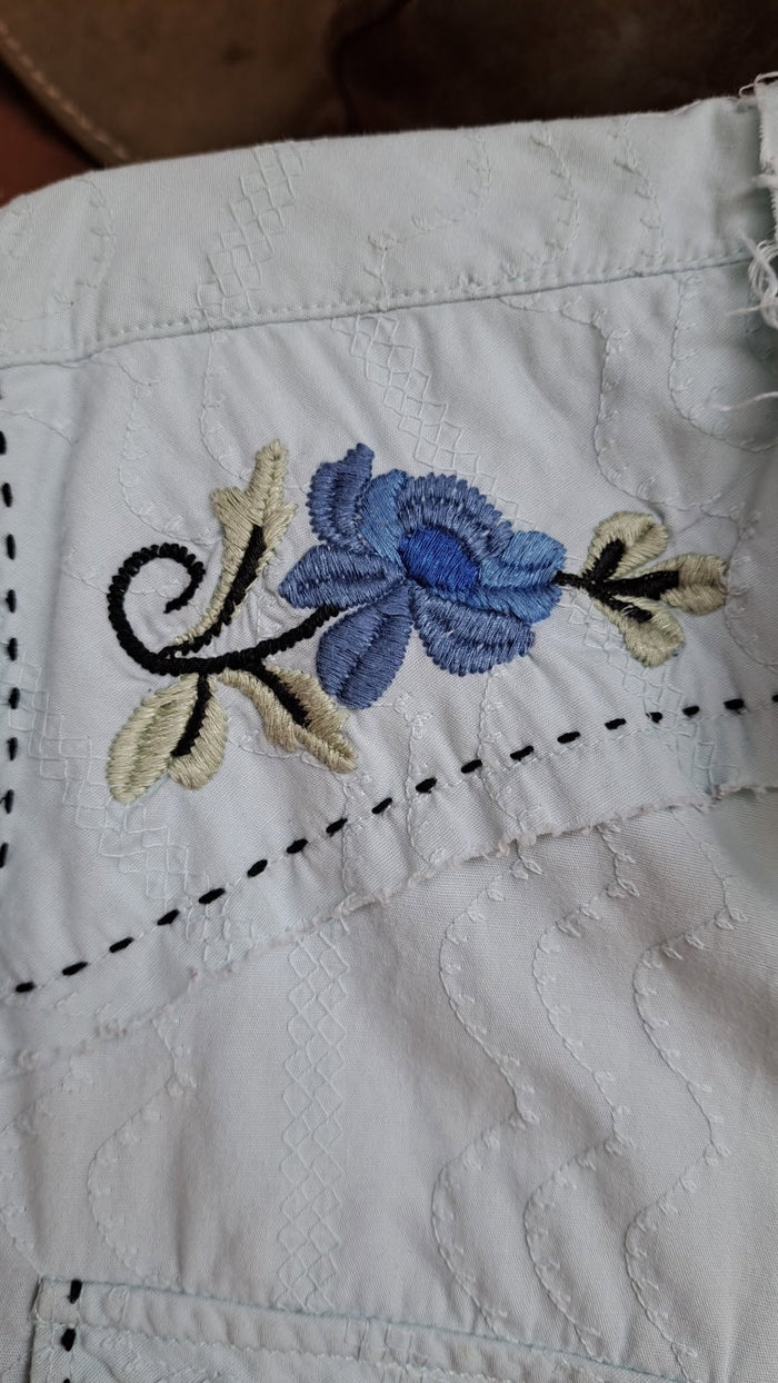 Roper Vintage Women's Stitched Baby Blue Floral