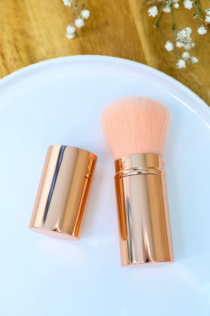 Rose Gold and Pink Telescopic Powder Brush Womens Ave Shops- Tilden Co.