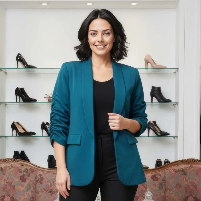 Rouched Sleeve Blazer