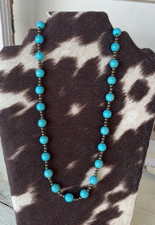 Round Turquoise Dangle Necklace