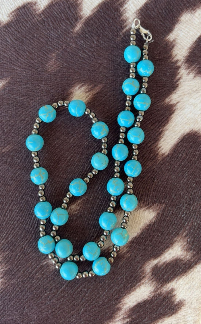 Round Turquoise Dangle Necklace