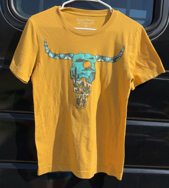 Rowdy Crowd Bull Skull Desert Scene T-Shirt