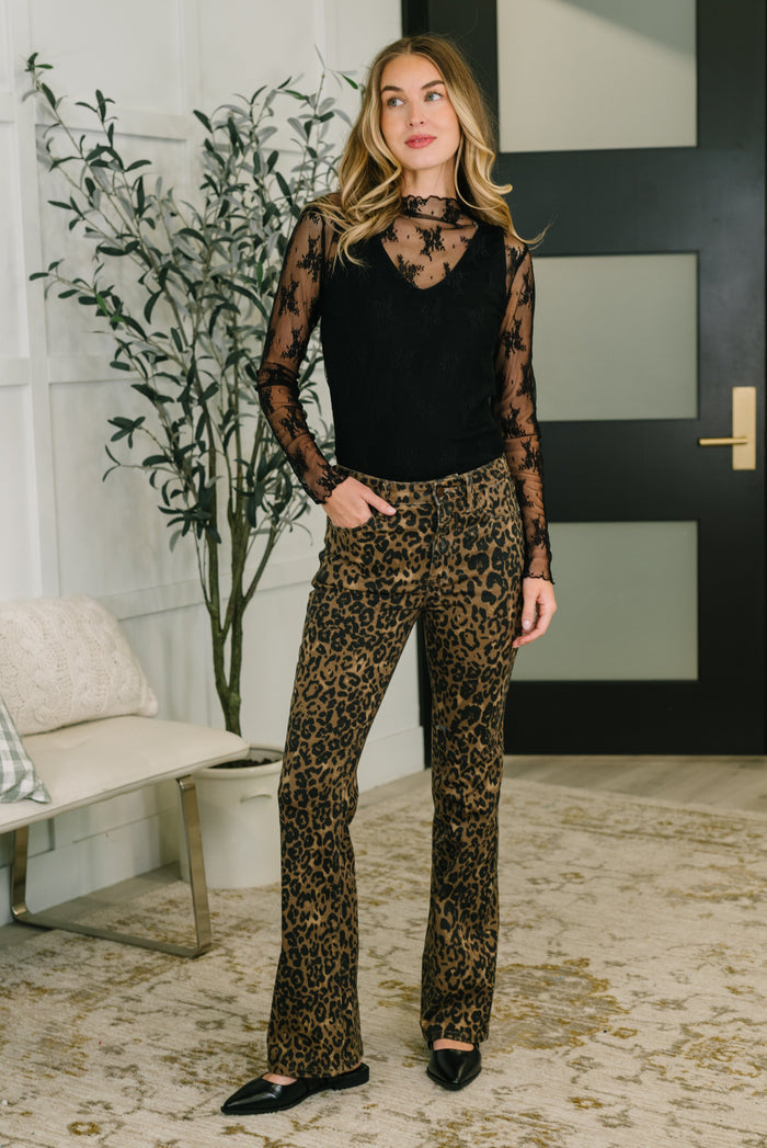 Roxy High Waist Bootcut Leopard Print Jeans Ave Shops- Tilden Co.