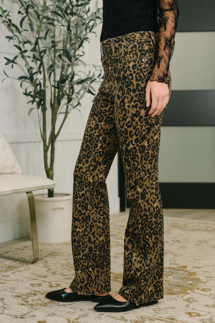 Roxy High Waist Bootcut Leopard Print Jeans Ave Shops- Tilden Co.