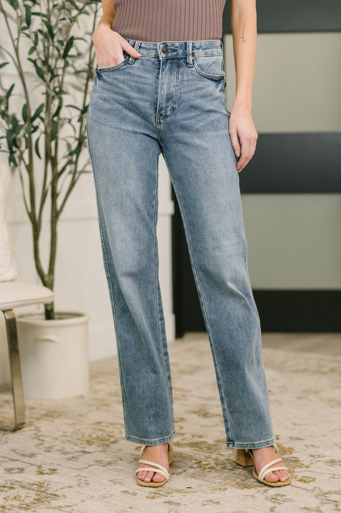 Sabrina High Waist TC Slim Straight Jeans Ave Shops- Tilden Co.