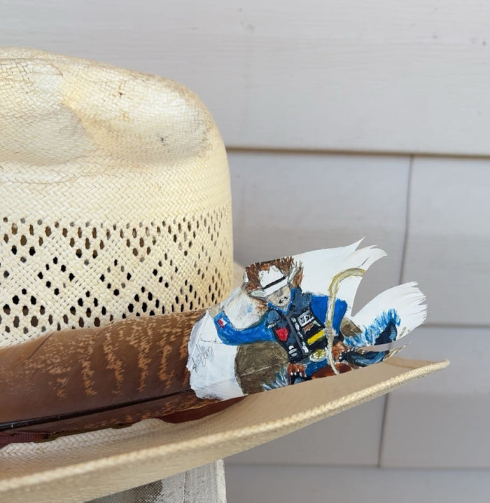 Saddle Bronc Rider - Painted Turkey Feather