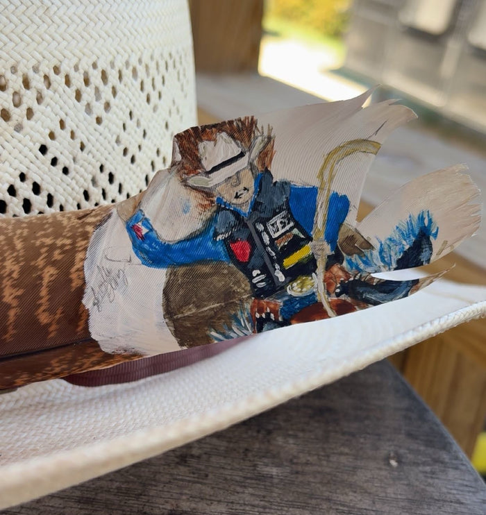 Saddle Bronc Rider - Painted Turkey Feather