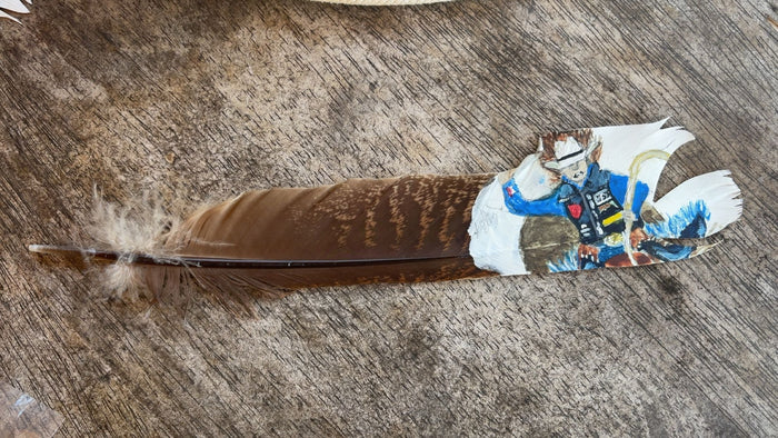 Saddle Bronc Rider - Painted Turkey Feather