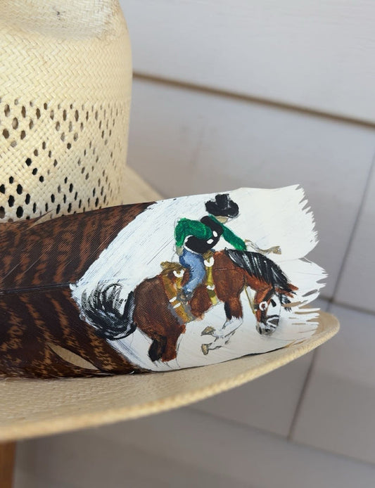 Saddle Bronc Riding - Short - Painted Turkey Feather