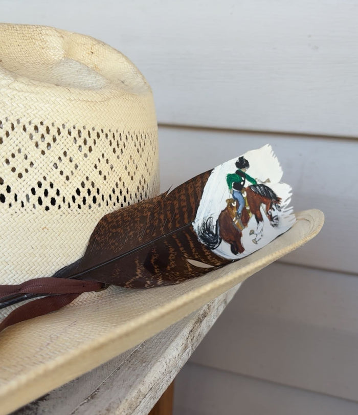 Saddle Bronc Riding - Short - Painted Turkey Feather