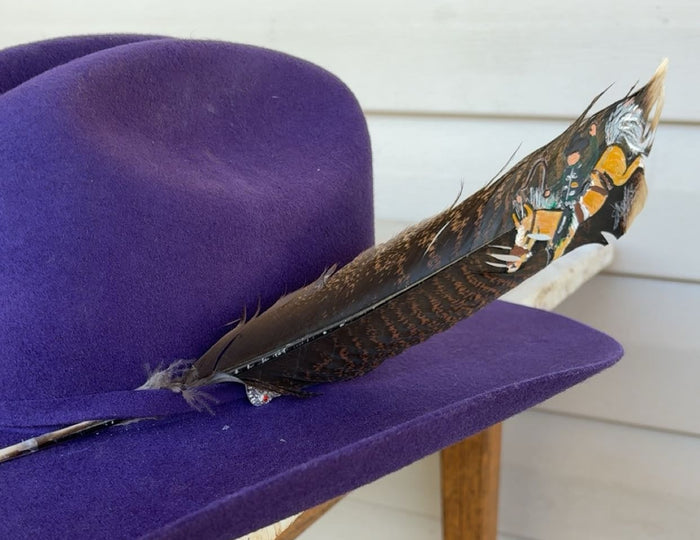 Saddle Bronc Riding -Large Palomino- Painted Turkey Feather