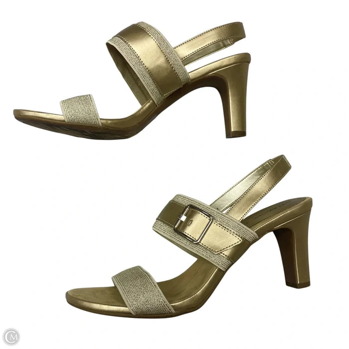 Sandals Heels Block By Anne Klein In Gold, Size: 10