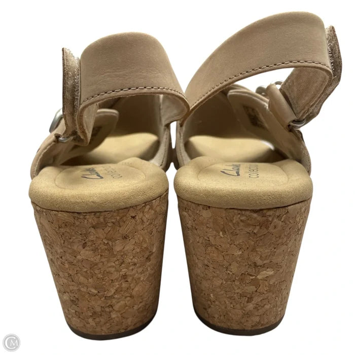 Sandals Heels Wedge By Clarks In Beige, Size: 8.5