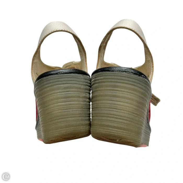 Sandals Heels Wedge By Fly London In Red & Tan, Size: 7.5